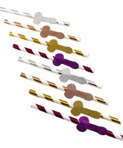 Bachelorette.com Glitter Penis Cocktail Straws - 8
