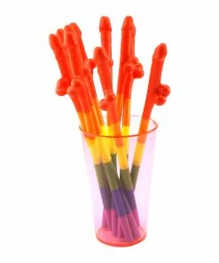 Bachelorette.com Drinking Supplies Modular Rainbow Penis Straws