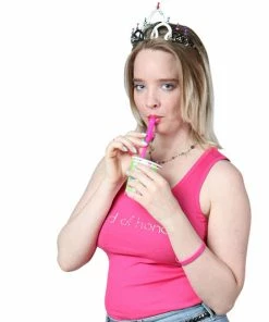 Bachelorette.com's Own Pink And Black Penis Straws - 12 Pack Sale