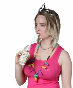 Bachelorette.com Drinking Supplies Giant Penis Straws In Pink, Purple And White- 10 Straws