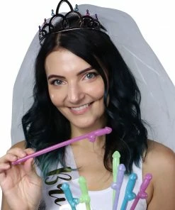 Bachelorette.com Bachelorette Party Supplies Glowing Penis Straws - 8 Straws