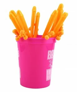 Bachelorette.com 12 White Fidget Spinner Penis Straws Drinking Supplies