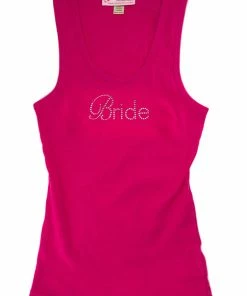 Bachelorette.com Bride Tank - Pink With Gemstones Tank Tops