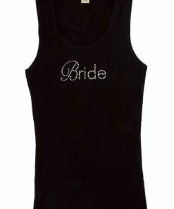 Bachelorette.com Bride Tank Top - Black With White Gemstones - Clearance! Hot Deals