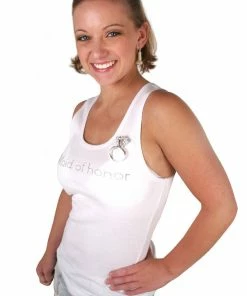 Bachelorette.com Maid Of Honor Tank - White With Gemstones - Clearance!