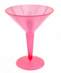 Bachelorette.com Neon Pink Plastic Martini Glasses - 10 Drinking Supplies