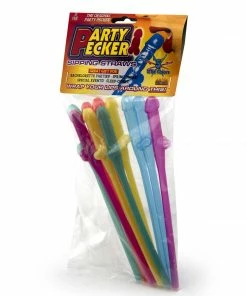 Bachelorette.com Penis Party Straws - Rainbow - 10 Straws Bachelorette Party Sale