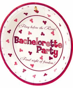 Bachelorette.com Pink And Purple Penis Party Dessert Plates - 10 Cups, Plates, Napkins