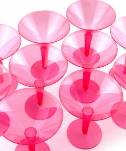 Bachelorette.com Neon Pink Plastic Martini Glasses - 10 Drinking Supplies
