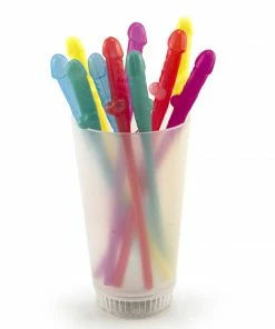 Bachelorette.com Penis Party Straws - Rainbow - 10 Straws Bachelorette Party Sale