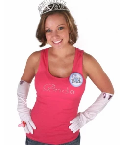 Bachelorette.com Bride Tank - Pink With Gemstones Tank Tops