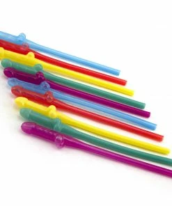 Bachelorette.com Penis Party Straws - Rainbow - 10 Straws Bachelorette Party Sale